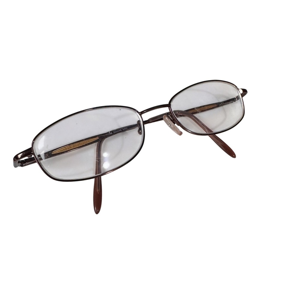 Elizabeth Arden EA1809-1 Brown Oval Metal Eyeglass Frames 53-18-135 Gold Accents